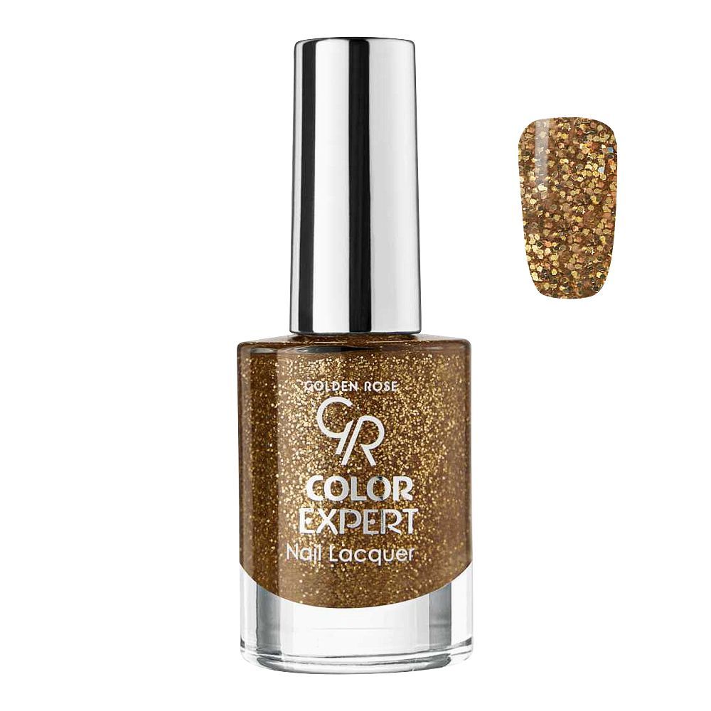 Golden Rose Color Expert Glitter Nail Polish/Lacquer, 606 - Front View