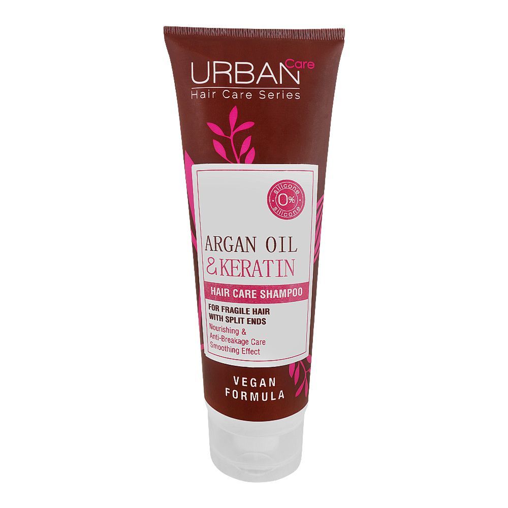 Urban Care Argan Oil & Keratin Hair Care Shampoo, For Fragile Hair, Nourishing & Smoothing, Vegan, 250ml - Front View