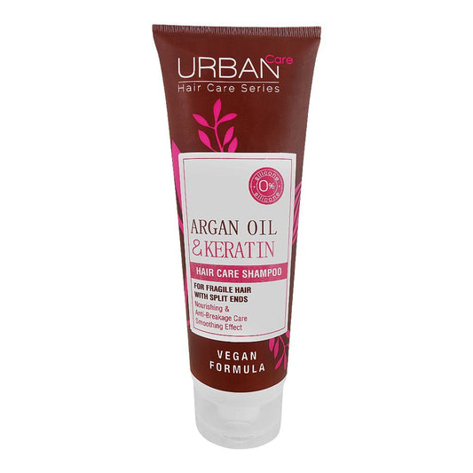 Urban Care Argan Oil & Keratin Hair Care Shampoo, For Fragile Hair, Nourishing & Smoothing, Vegan, 250ml - Front View