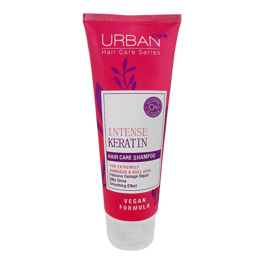 Urban Care Intense Keratin Hair Care Shampoo, For Damaged & Dull Hair, Silky Shine, Vegan, 250ml - Front View