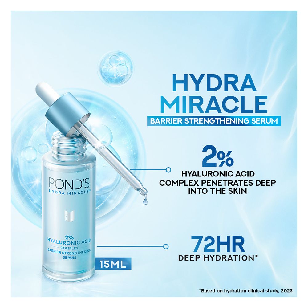 Pond's Hydra Miracle 2% Hyaluronic Acid Complex Barrier Strengthening Serum, 15ml - Front View