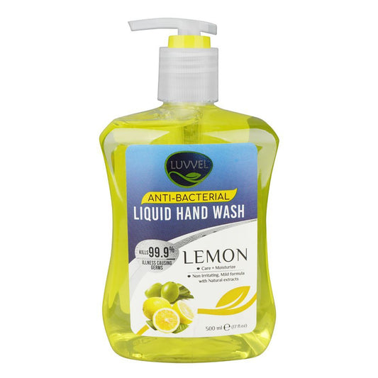 Luvvel Lemon Anti-Bacterial Liquid Hand Wash, 500ml - Front View