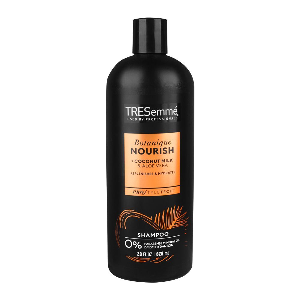 Tresemme Botanique Nourish & Replenish Shampoo With Coconut Milk & Aloe, For Dry Hair, 0% Parabens, 828ml - Front View