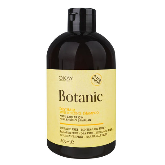Okay Professionel Botanic Dry Hair Moisturizing Shampoo, Vegan, Paraben & Sulfates Free, 500ml - Front View