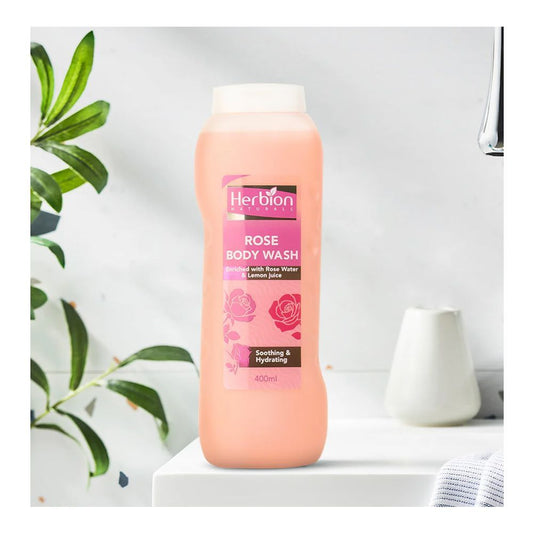 Herbion Naturals Soothing & Hydrating Rose Body Wash, Paraben Free, 400ml - Front View