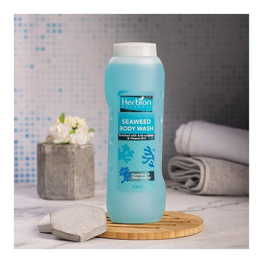 Herbion Naturals Hydrating & Rejuvenating Seaweed Body Wash, Paraben Free, 400ml - Front View