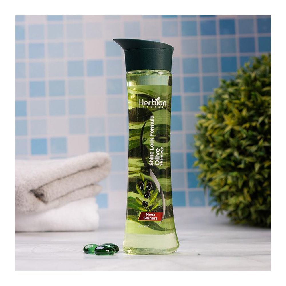 Herbion Naturals Shine Lock Formula Olive Shampoo, For All Hair Types, 250ml - Front View