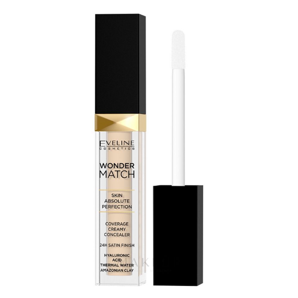 Eveline Wonder Match Coverage Creamy Concealer, 24 Hours Satin Finish, 01 Light - Front View