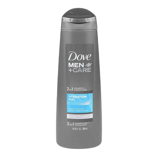 Dove Men+Care 2 in 1 Shampoo and Conditioner With Hydration Fuel, For Healthy Hair, 355ml - Front View