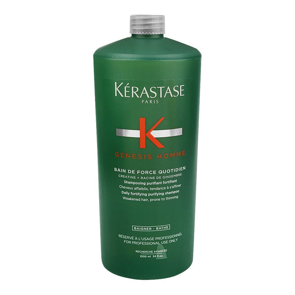 Kerastase Genesis Homme Bain De Force Quotidien Shampoo, For Thinning and Weak Hair, 1000ml - Front View