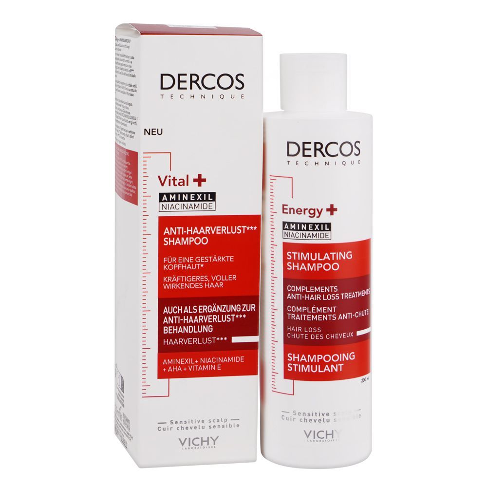 Vichy Dercos Energising Anti Hair Loss Shampoo, For All Hair Types, 200ml - Front View
