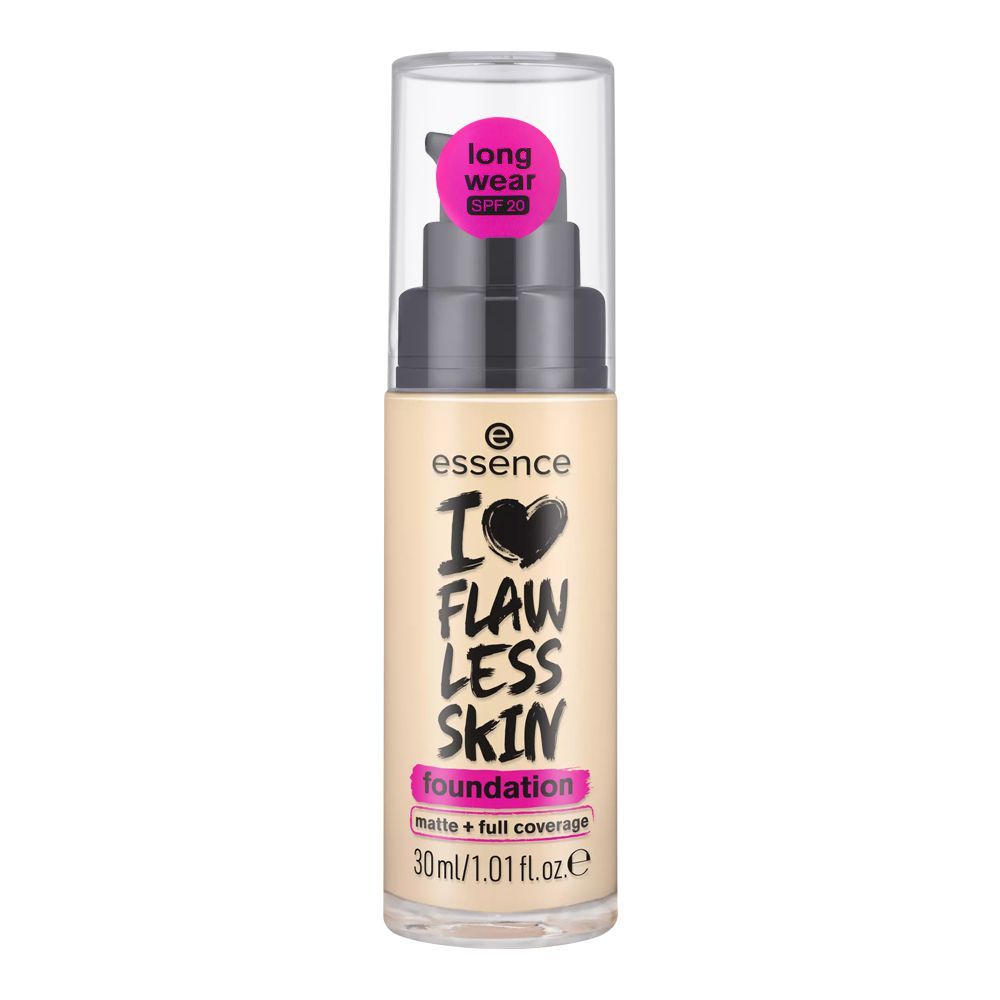 Essence I Love Flawless Skin Foundation, Long Wear, SPF-20, 30ml, 20 Medium Porcelain - Front View