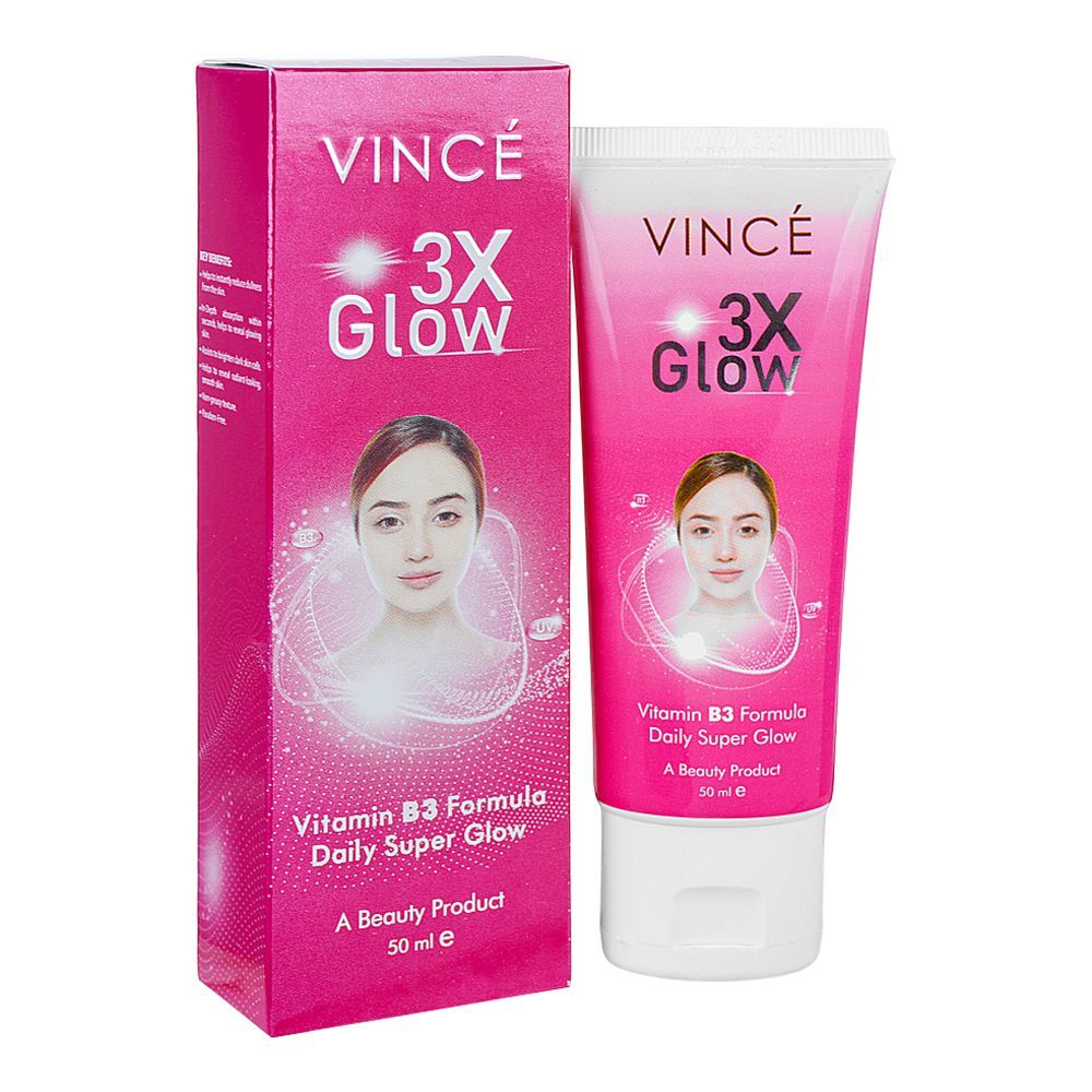 Vince 3X Daily Super Glow Cream With Vitamin B3, Non-Greasy, Paraben-Free, Vegan, 50ml - Front View