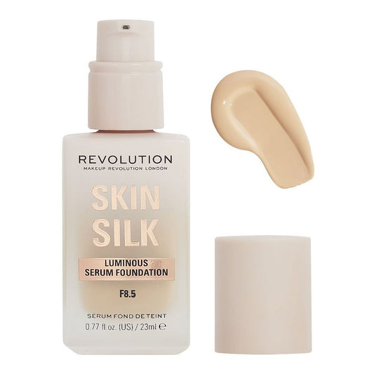 Makeup Revolution Skin Silk Luminous Serum Foundation, Cruelty-Free, Vegan, 23ml, F8.5 - Front View