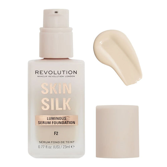 Makeup Revolution Skin Silk Luminous Serum Foundation, Cruelty-Free, Vegan, 23ml, F2 - Front View