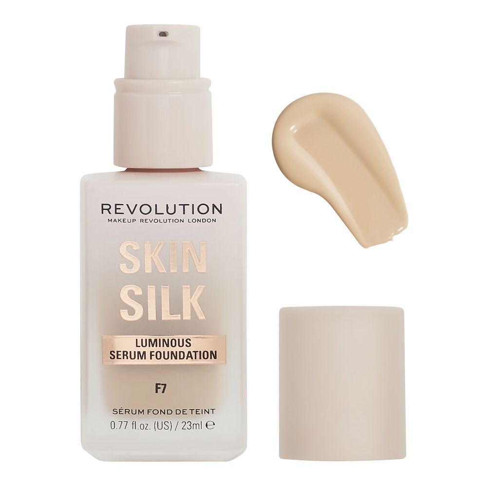 Makeup Revolution Skin Silk Luminous Serum Foundation, Cruelty-Free, Vegan, 23ml, F7 - Front View