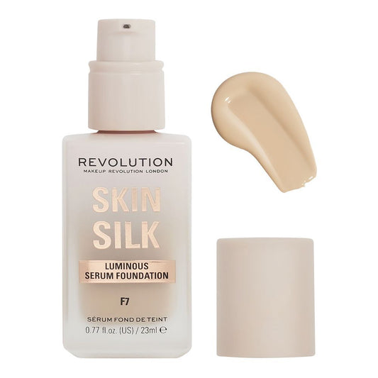 Makeup Revolution Skin Silk Luminous Serum Foundation, Cruelty-Free, Vegan, 23ml, F7 - Front View