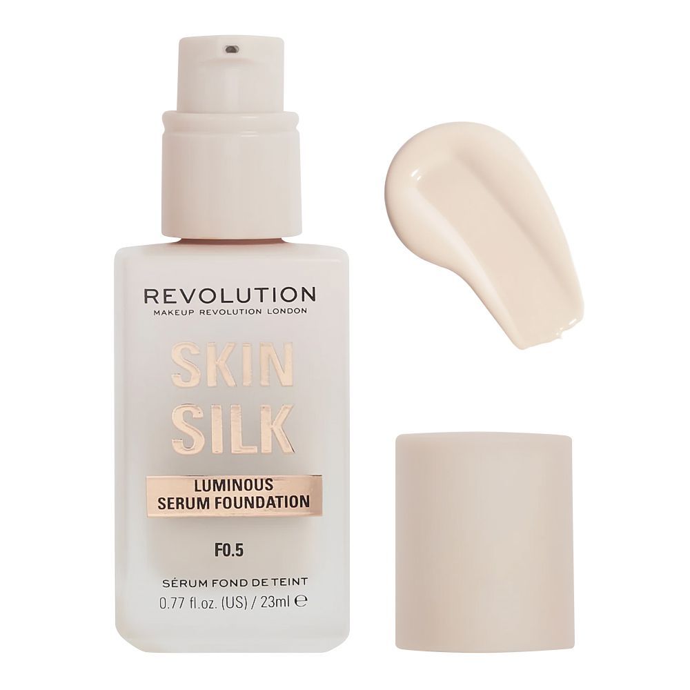 Makeup Revolution Skin Silk Luminous Serum Foundation, Cruelty-Free, Vegan, 23ml, F0.5 - Front View