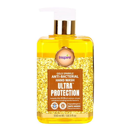 Inspire Gold Sparkle Anti-Bacterial Hand Wash, 550ml - Front View