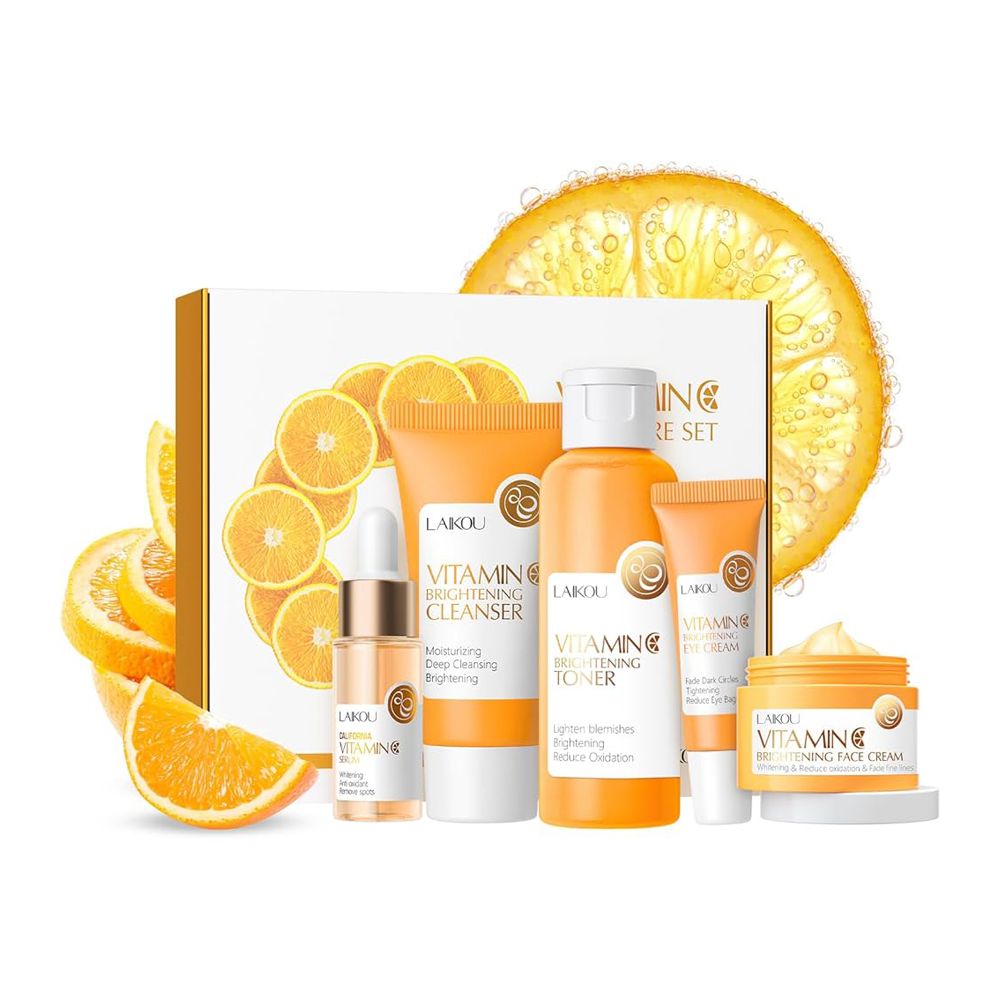 LAIKOU Vitamin-C Skincare Set With Cleanser, Toner, Serum, Eye and Face Cream, For All Skin Types, LK92245E - Front View