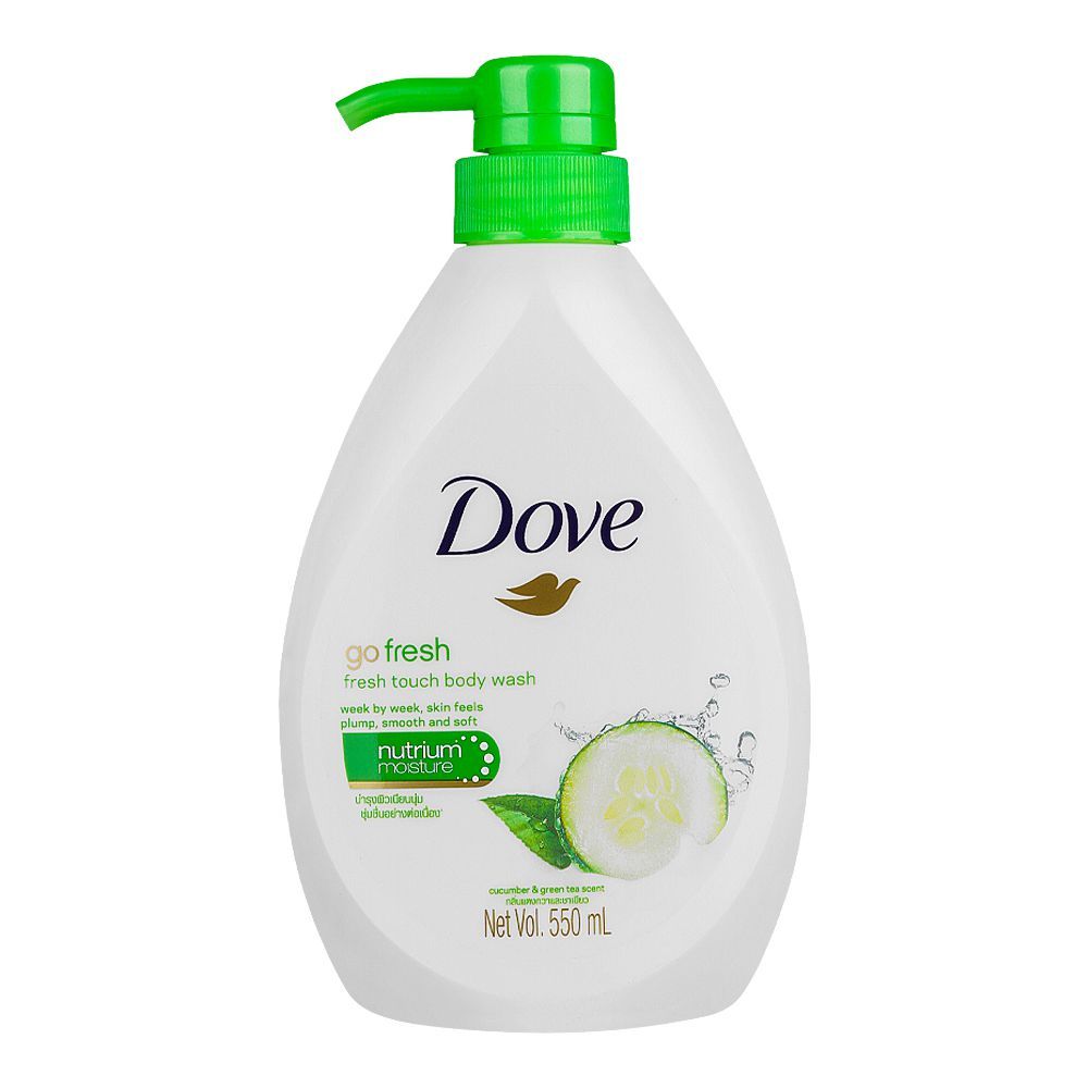 Dove Go Fresh Cucumber & Green Tea Body Wash Pump, 550ml - Front View