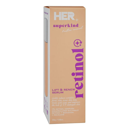 Her Beauty Superkind Lift & Renew Serum With Retinol, For All Skin Types, 30g - Front View