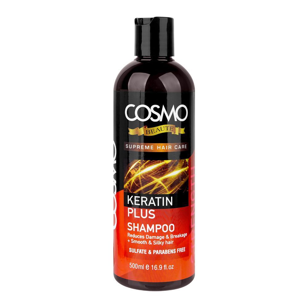 Cosmo Beaute Keratin Plus Strength Shampoo, Sulphate & Paraben Free, 500ml - Front View