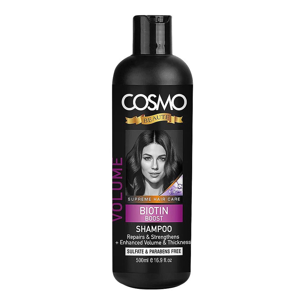 Cosmo Beaute Biotin Boost Volume Shampoo, Sulphate & Paraben Free, 500ml - Front View