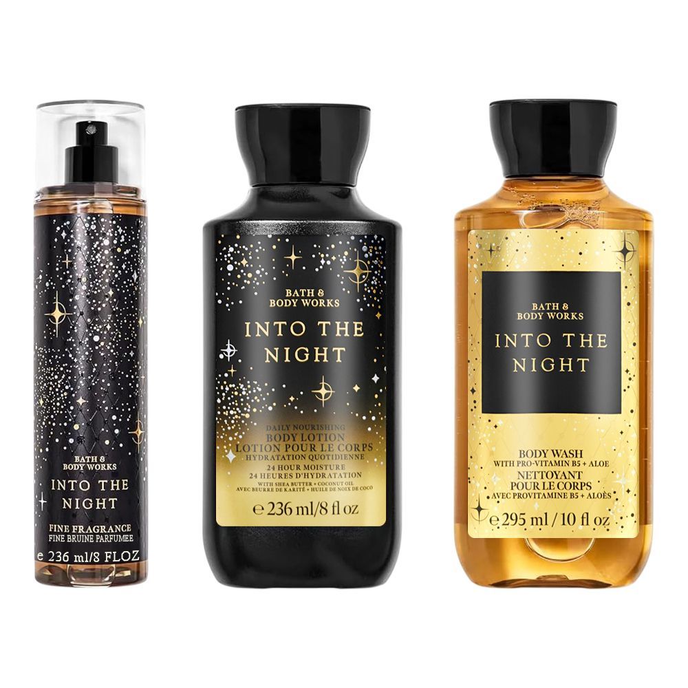 Bath & Body Works Into The Night Gift Set: Shower Gel, Body Lotion & Fragrance Mist, 3-Pack - Front View