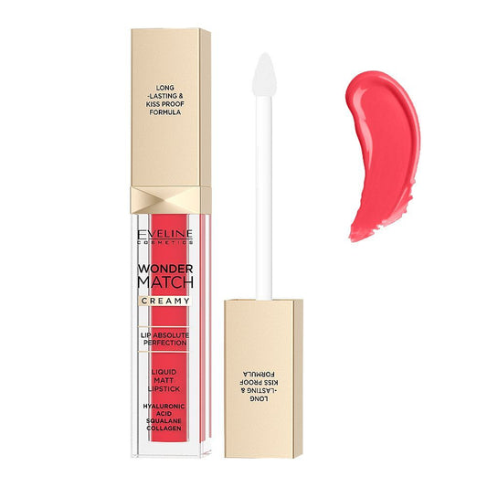 Eveline Wonder Match Creamy Liquid Matte Lipstick, 6.8ml, 06 Classic Red - Front View