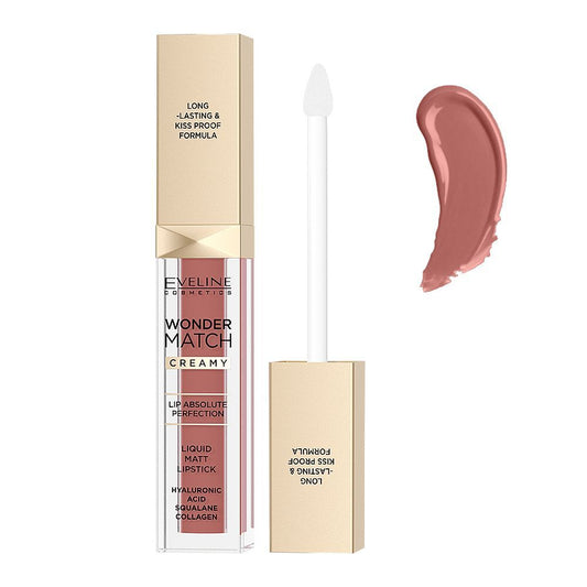 Eveline Wonder Match Creamy Liquid Matte Lipstick, 6.8ml, 09 Dream Nude - Front View