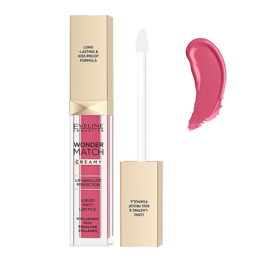 Eveline Wonder Match Creamy Liquid Matte Lipstick, 6.8ml, 10 Berry Rose - Front View