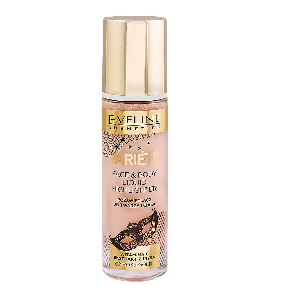 Eveline Variete Face And Body Liquid Highlighter, 30ml, 02 Rose Gold - Front View