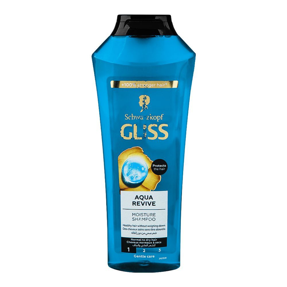 Schwarzkopf Gliss Aqua Revive Moisture Shampoo, For Normal To Dry Hair, 400ml - Front View