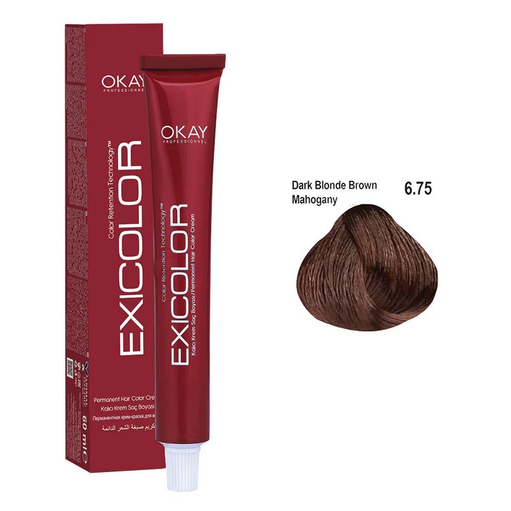 Neva Exicolor Permanent Hair Color Cream, 60ml, 6.75 Dark Blonde Brown Mahogany -  Front View