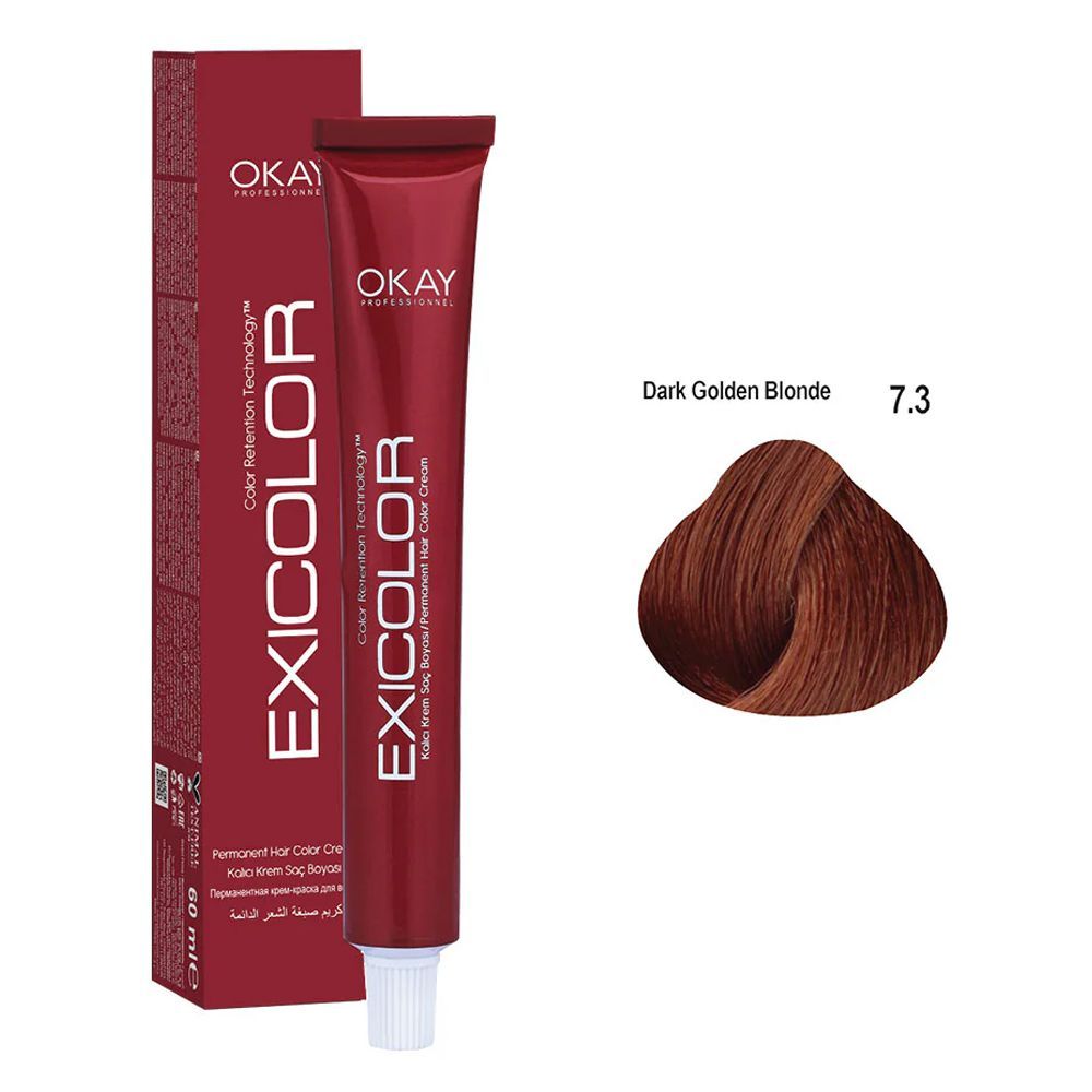 Neva Exicolor Permanent Hair Color Cream, 60ml, 7.3 Dark Golden Blonde -  Front View
