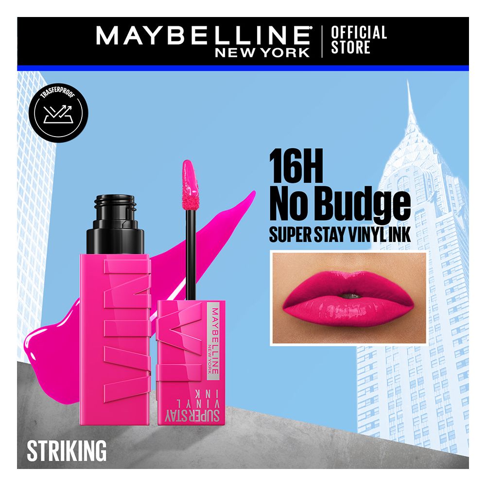 Maybelline New York Superstay Vinyl Ink Longwear No-Budge Liquid Lipstick, 150 Striking - Front View