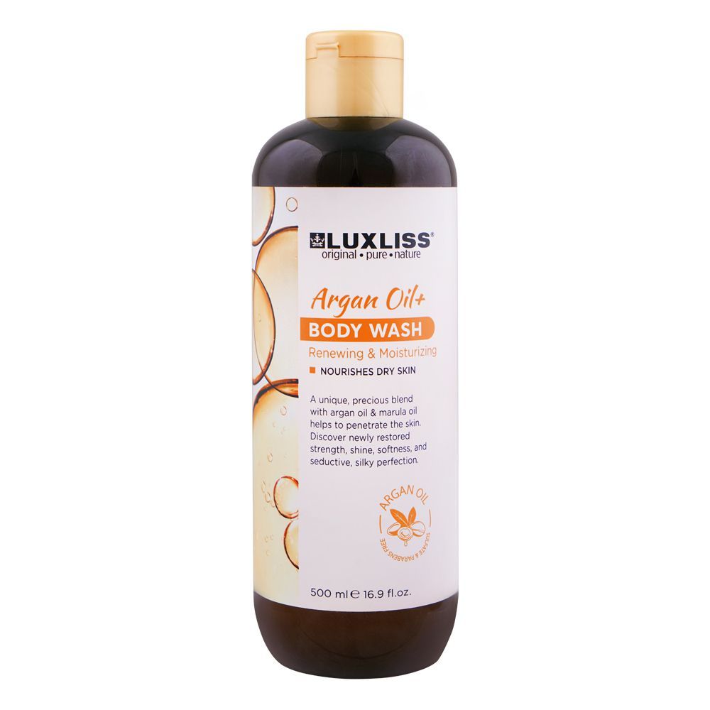 Beaver Luxliss Argan Oil Renewing & Moisturizing Body Wash, 500ml - Front View