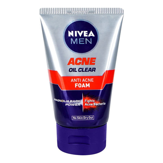 Nivea Men Acne Oil Clear Anti Acne Foam Face Wash, For All Skin Types, 100g - Front View