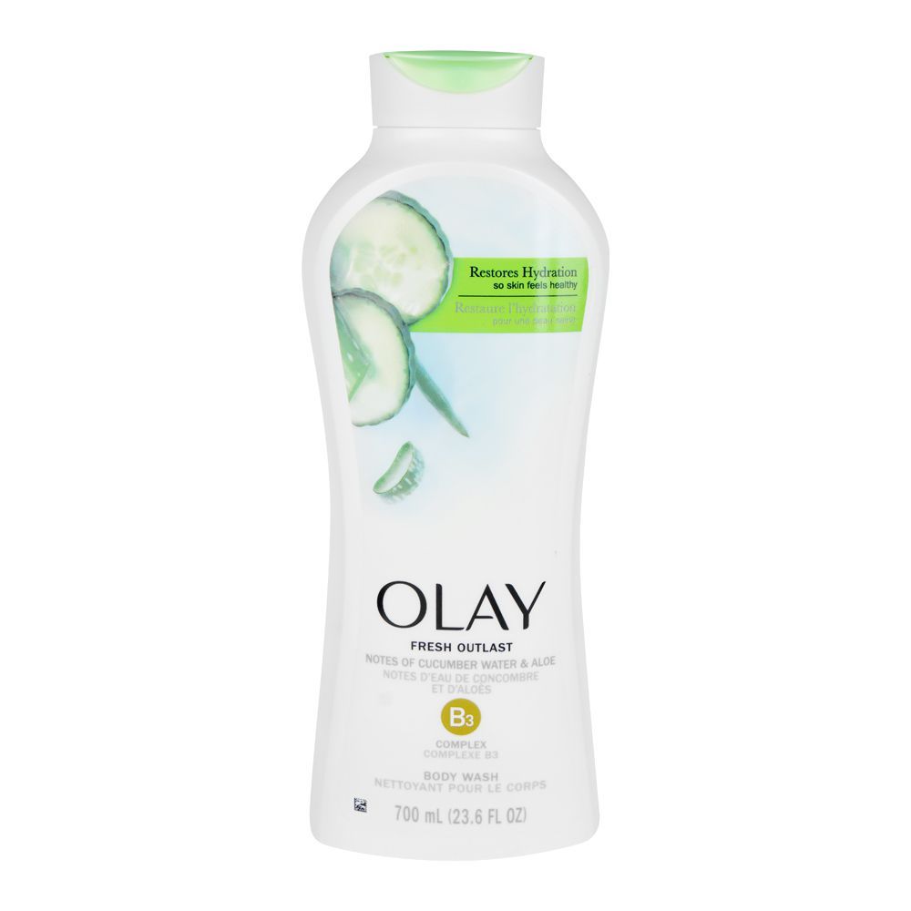 Olay Fresh Outlast Vitamin B3, Cucumber Water & Aloe Vera Complex Body Wash, 700ml - Front View