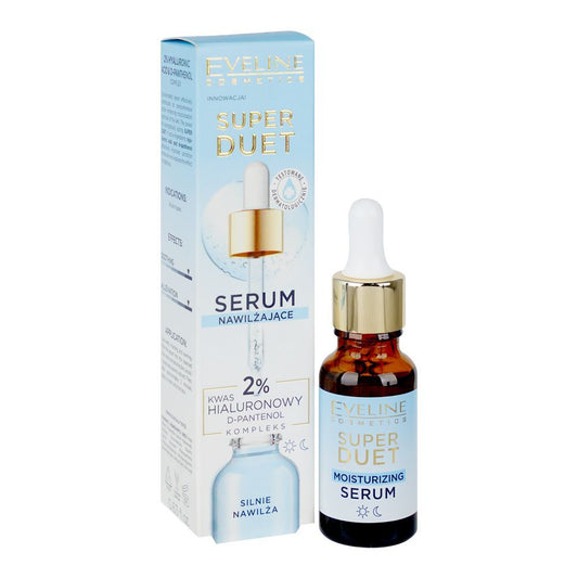 Eveline Super Duet 2% Hyaluronic Acid & D-Panthenol Complex Moisturizing Serum, 18ml - Front View