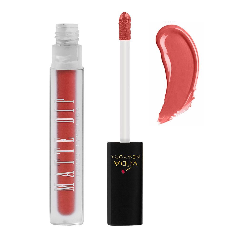 Vi'da New York Matte Dip Liquid Lipstick, 3ml, 07 Indian Red - Front View