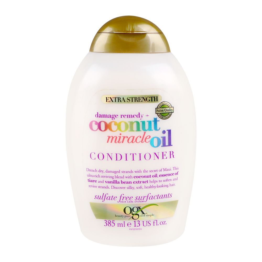 OGX Damage Remedy+Coconut Miracle Oil Conditioner, Sulfate Free, 385ml - Front View