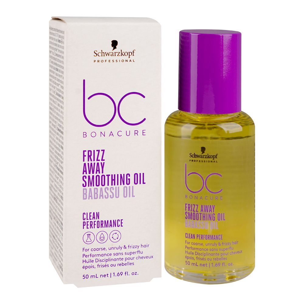 Schwarzkopf Bonacure Frizz Away Smoothing Hair Oil with Babassu Oil, 50ml - Front View