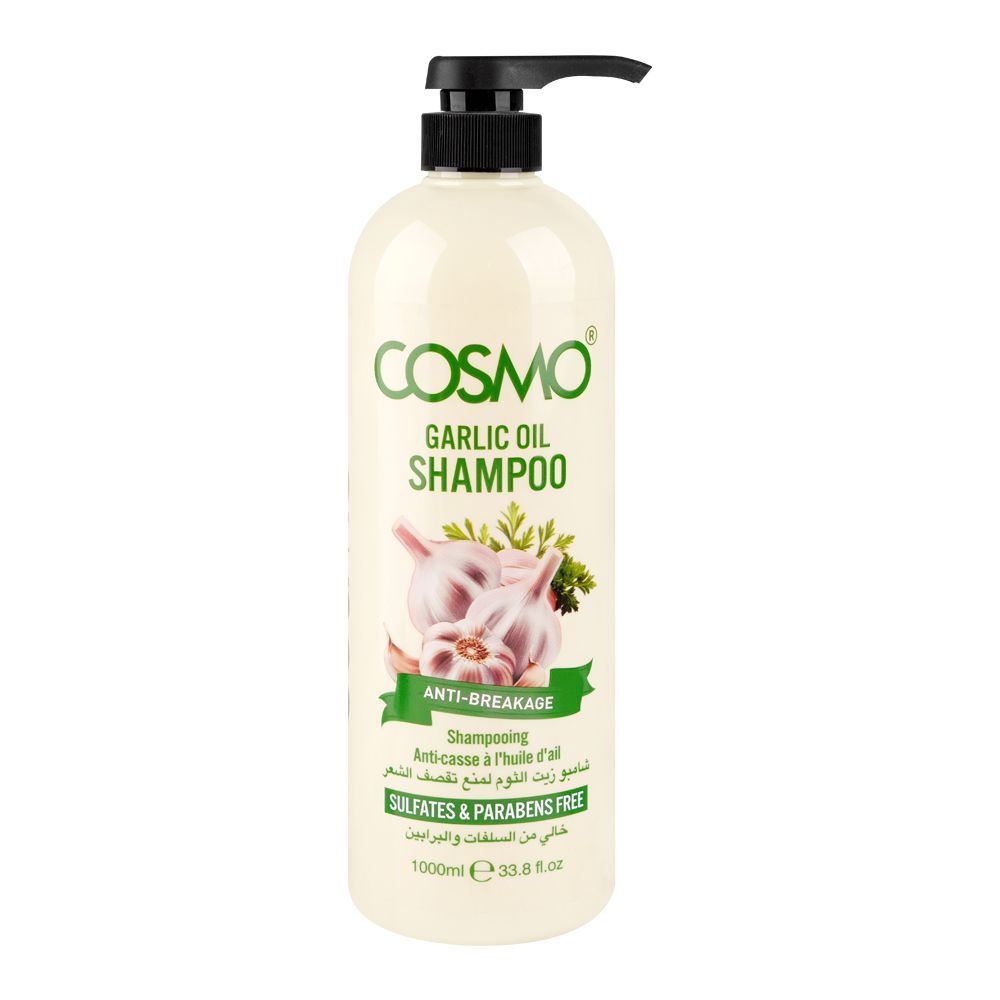 Cosmo Anti-Breakage Garlic Oil Shampoo, Sulphate & Paraben Free, 1000ml - Front View