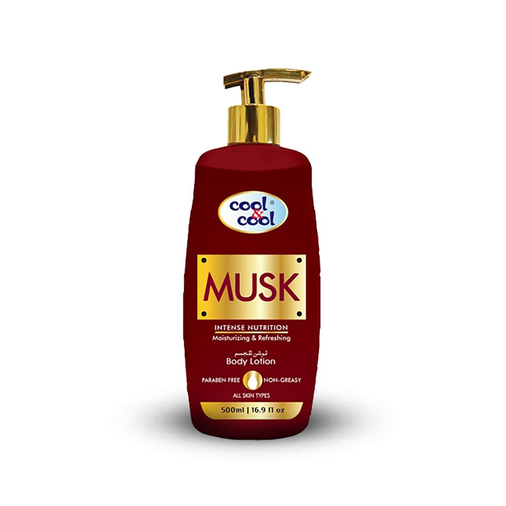 Cool & Cool Musk Body Lotion, Non Greasy & Paraben Free, For All Skin Types, 500ml -  Front View