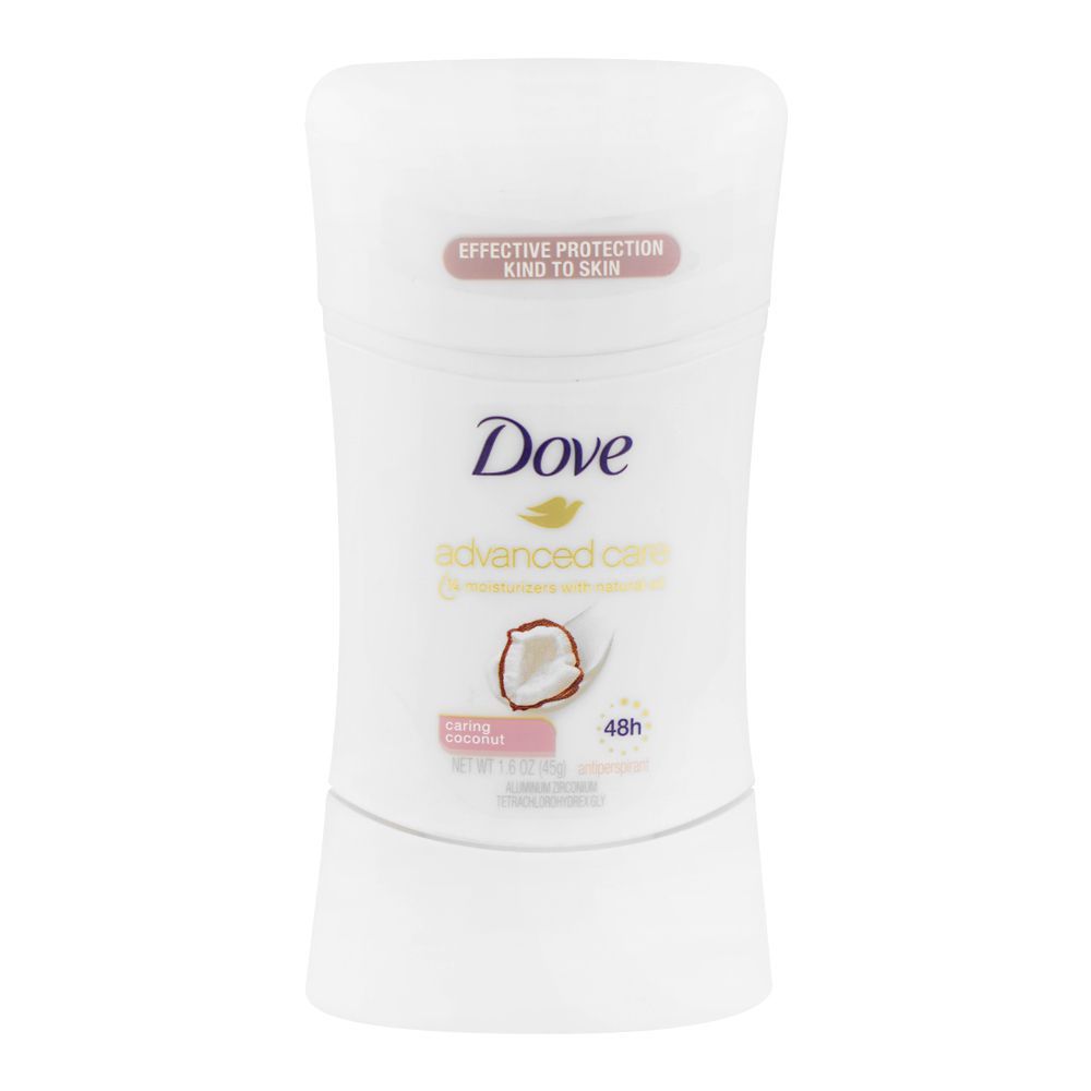 Dove Advanced Care Caring Coconut Antiperspirant Deodorant Stick, 45g - Front View