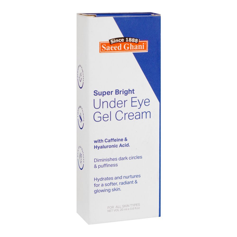Saeed Ghani Super Bright Under Eye Gel Cream with Caffeine & Hyaluronic Acid, 20ml - Front View