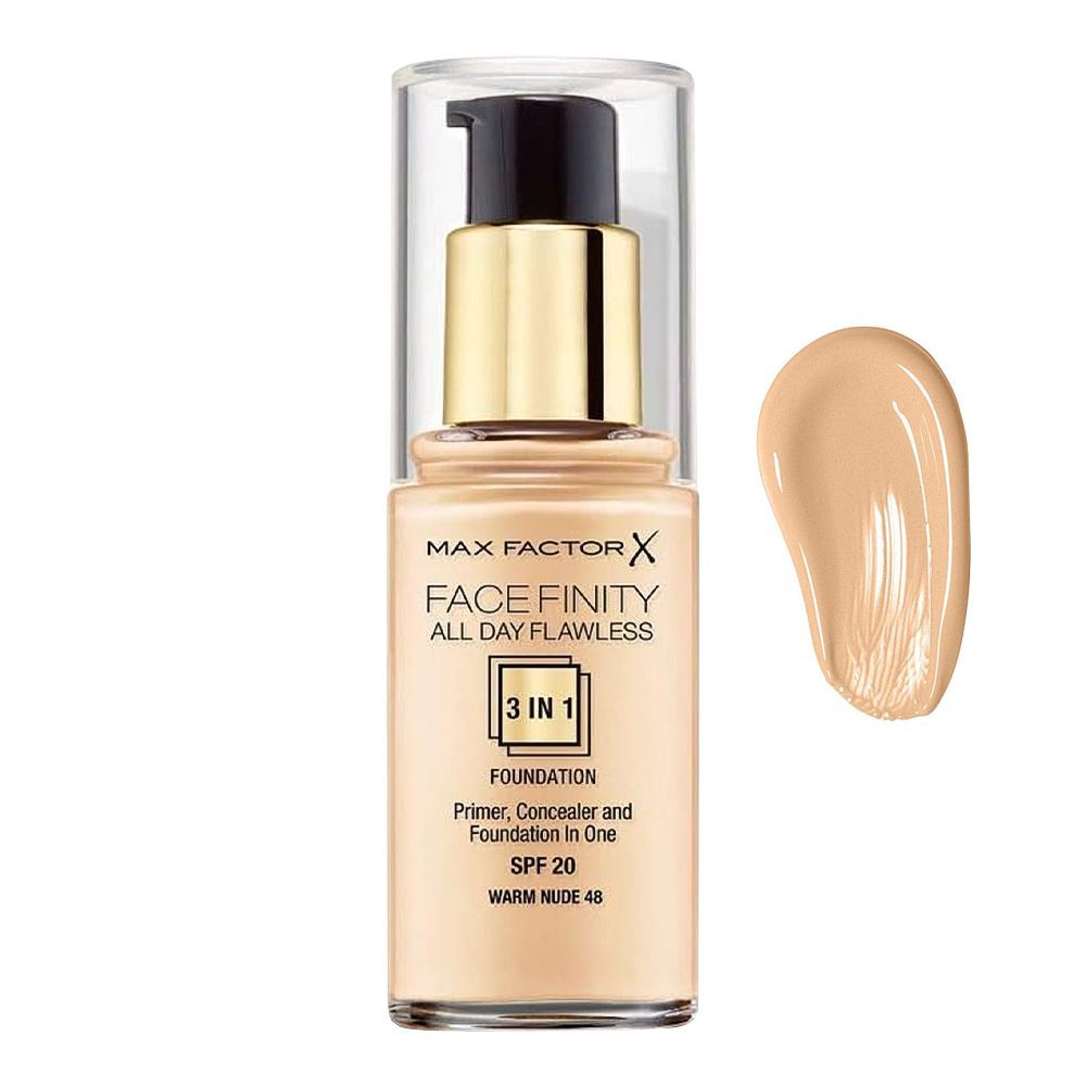 Max Factor Facefinity All Day Flawless 3in1 Foundation, SPF 20, 48 Warm Nude - Front View