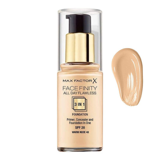 Max Factor Facefinity All Day Flawless 3in1 Foundation, SPF 20, 48 Warm Nude - Front View